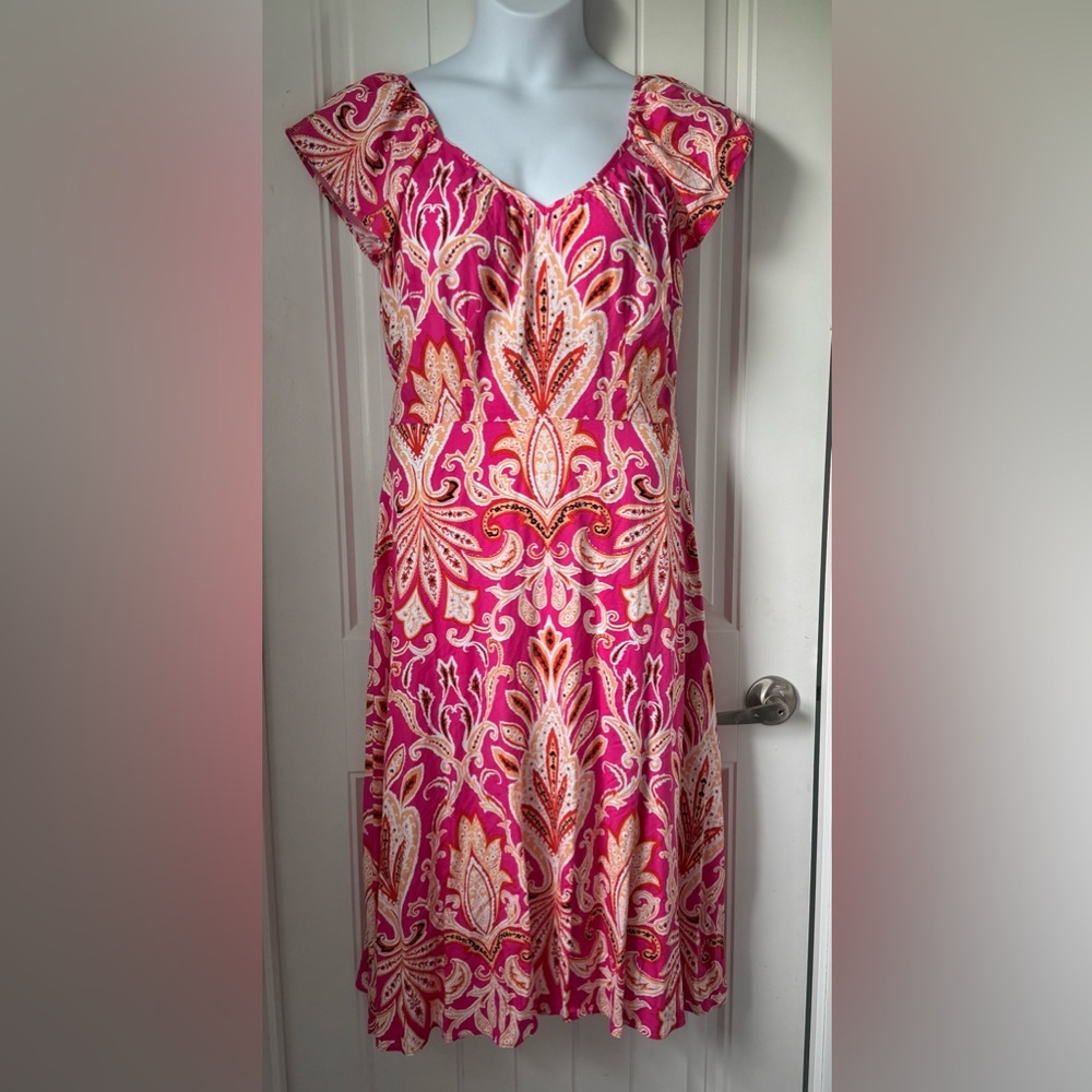 LOFT Pink Flutter Sleeve Sundress